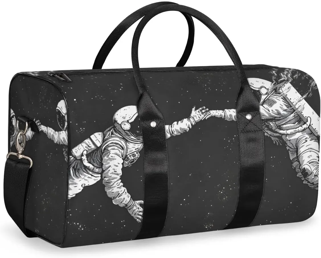 Travel Duffel Bag, Universe Astronaut Space Sports Tote Gym Bag Foldable Western Aztec Weekender Bag Carry on Luggage Handle Bag Overnight Shoulder Bag for Women Men,A-1027
