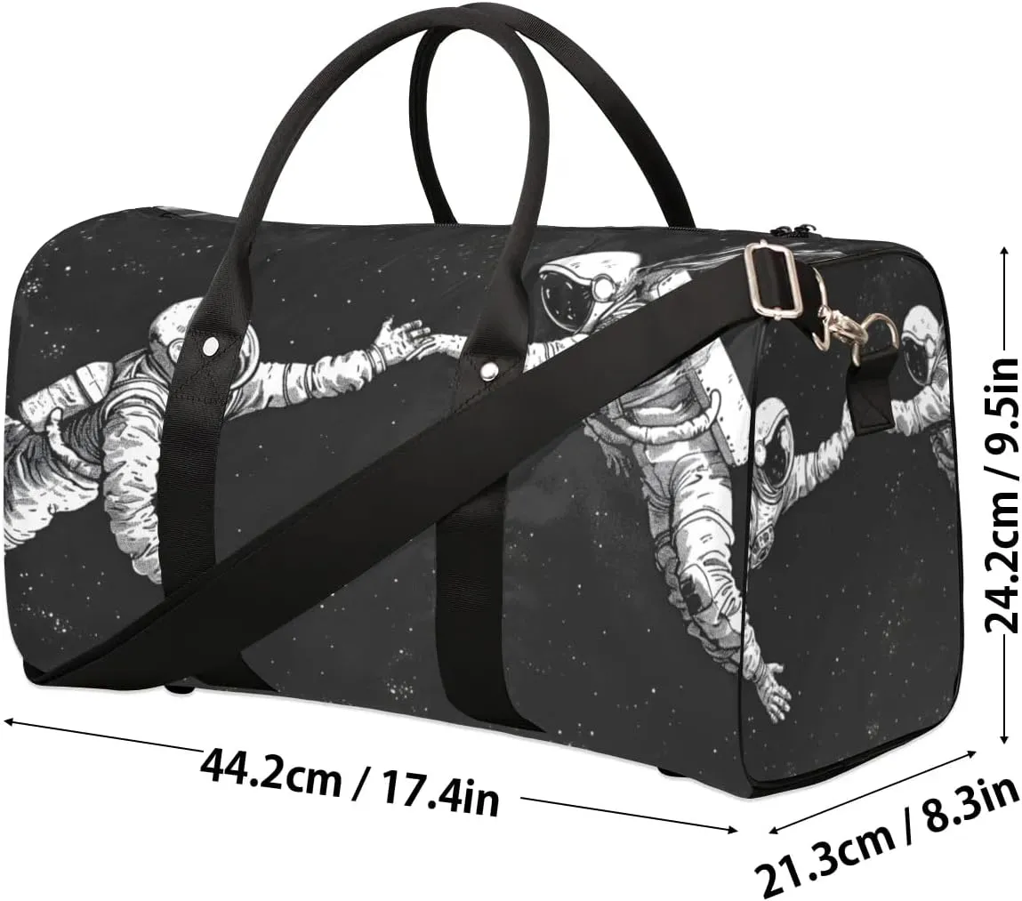 Travel Duffel Bag, Universe Astronaut Space Sports Tote Gym Bag Foldable Western Aztec Weekender Bag Carry on Luggage Handle Bag Overnight Shoulder Bag for Women Men,A-1027