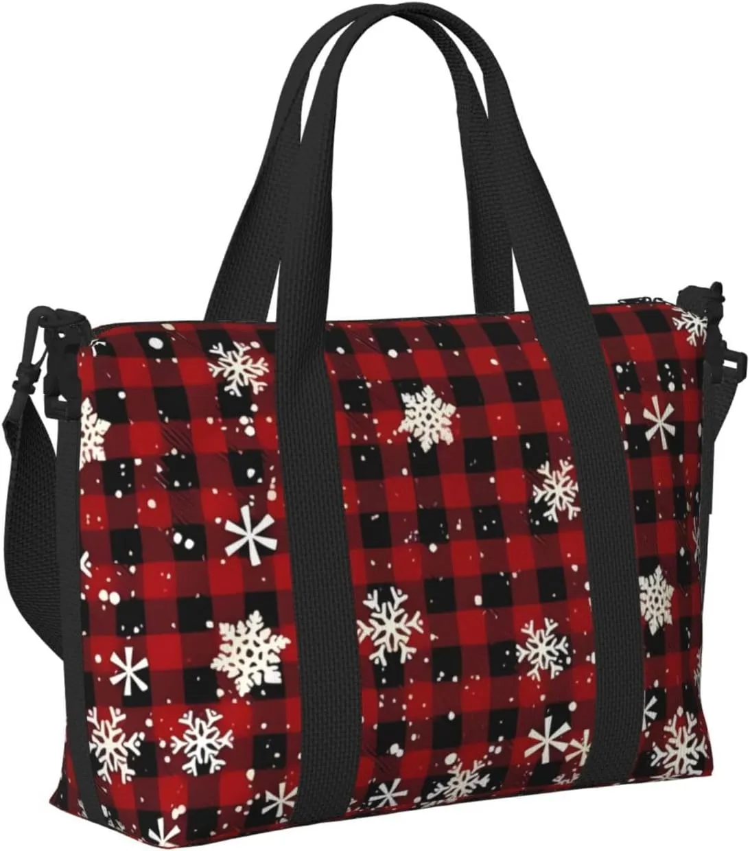 Travel Duffle Bag Buffalo Christmas Snowflake Weekender Overnight Bags Luggage Bag for Women Men Waterproof Sports Gym Bag Hand Bag with Shoulder Strap