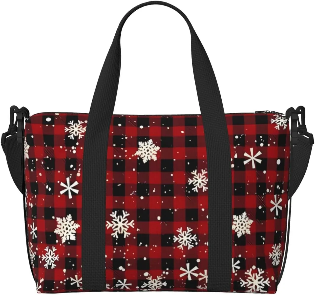 Travel Duffle Bag Buffalo Christmas Snowflake Weekender Overnight Bags Luggage Bag for Women Men Waterproof Sports Gym Bag Hand Bag with Shoulder Strap