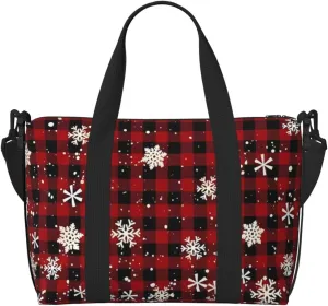 Travel Duffle Bag Buffalo Christmas Snowflake Weekender Overnight Bags Luggage Bag for Women Men Waterproof Sports Gym Bag Hand Bag with Shoulder Strap