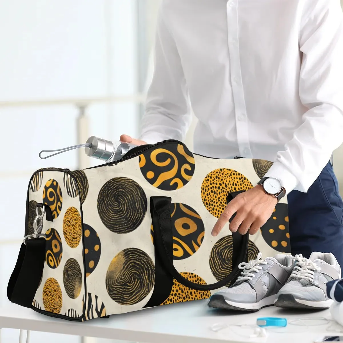 Travel Duffle Bag Creative Circle Gym Bags for Men Women Travel Duffel Bags with Adjustable Shoulder Strap Carry On Weekender Bag
