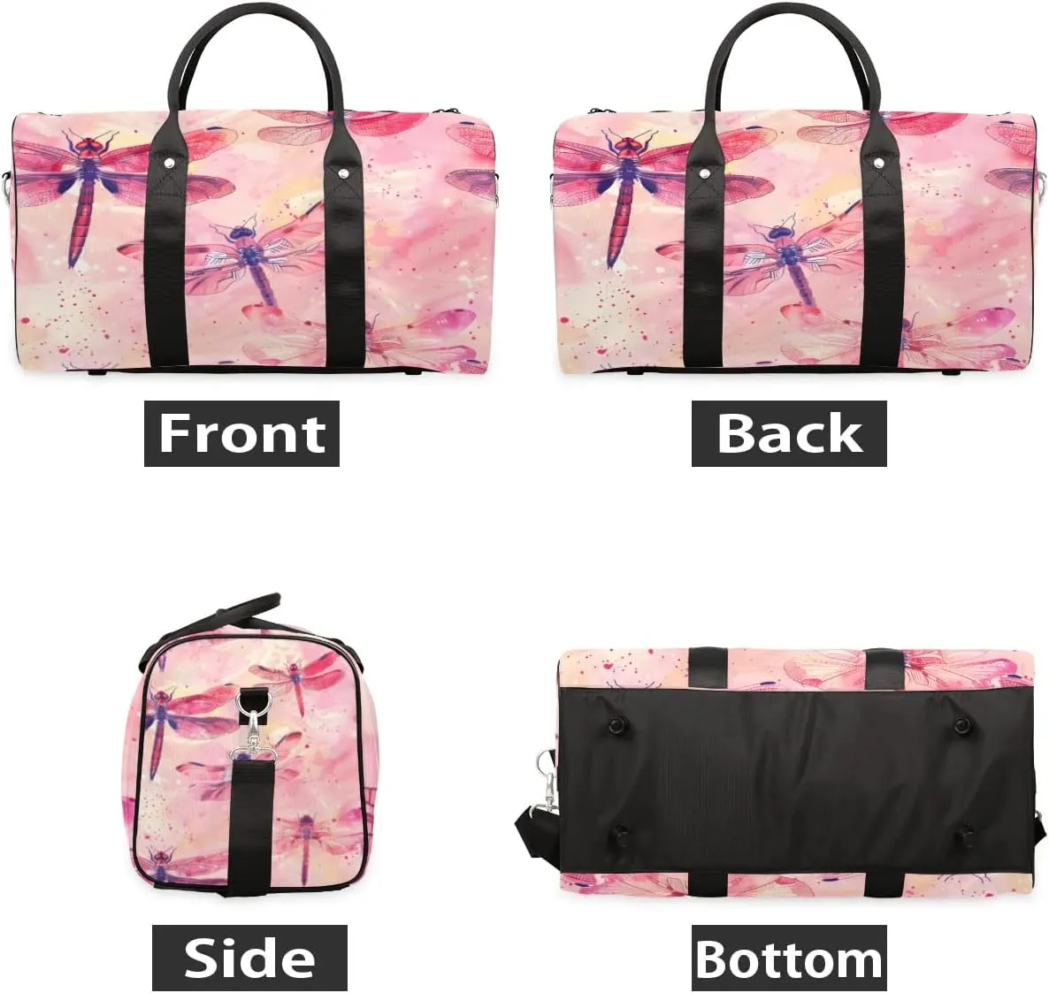 Travel Duffle Bag Dragonfly Themed Gym Bags for Men Women Travel Duffel Bags with Adjustable Shoulder Strap Carry On Weekender Bag