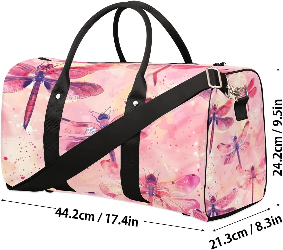 Travel Duffle Bag Dragonfly Themed Gym Bags for Men Women Travel Duffel Bags with Adjustable Shoulder Strap Carry On Weekender Bag