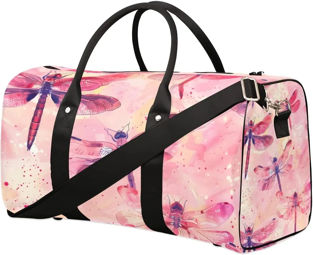 Travel Duffle Bag Dragonfly Themed Gym Bags for Men Women Travel Duffel Bags with Adjustable Shoulder Strap Carry On Weekender Bag