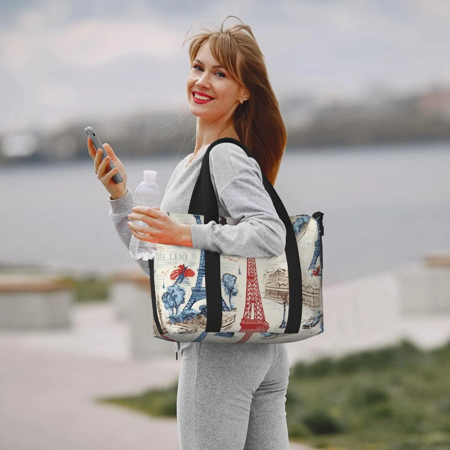 Travel Duffle Bag France Paris Eiffel Tower Weekender Overnight Bags Luggage Bag for Women Men Waterproof Sports Gym Bag Hand Bag with Shoulder Strap