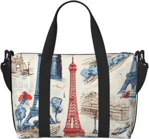 Travel Duffle Bag France Paris Eiffel Tower Weekender Overnight Bags Luggage Bag for Women Men Waterproof Sports Gym Bag Hand Bag with Shoulder Strap