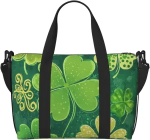 Travel Duffle Bag Patricks Day Clover Weekender Overnight Bags Luggage Bag for Women Men Waterproof Sports Gym Bag Hand Bag with Shoulder Strap