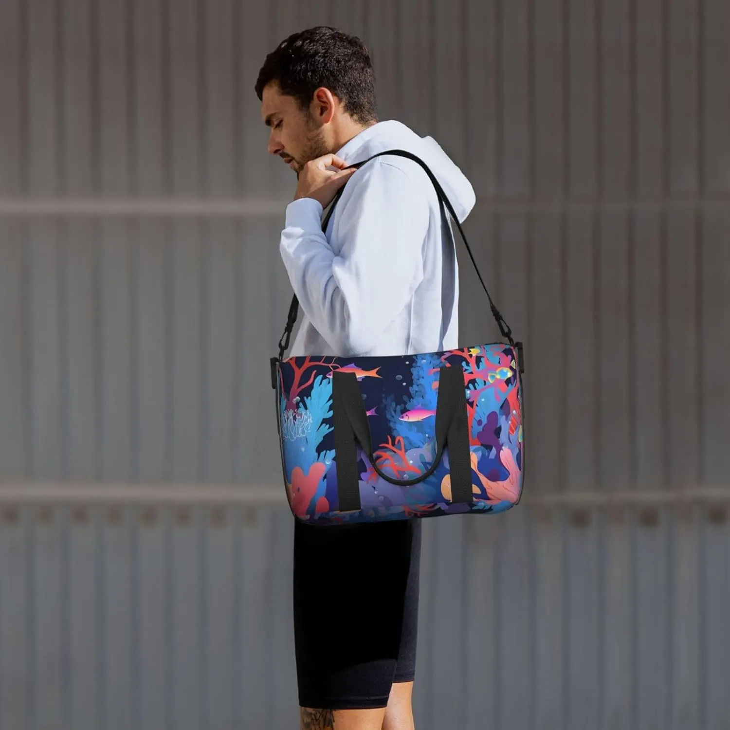 Travel Duffle Bag Sea Underwater Carol Weekender Overnight Bags Luggage Bag for Women Men Waterproof Sports Gym Bag Hand Bag with Shoulder Strap