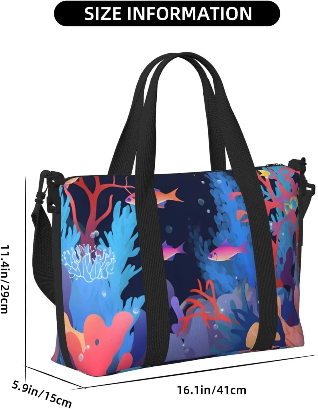Travel Duffle Bag Sea Underwater Carol Weekender Overnight Bags Luggage Bag for Women Men Waterproof Sports Gym Bag Hand Bag with Shoulder Strap