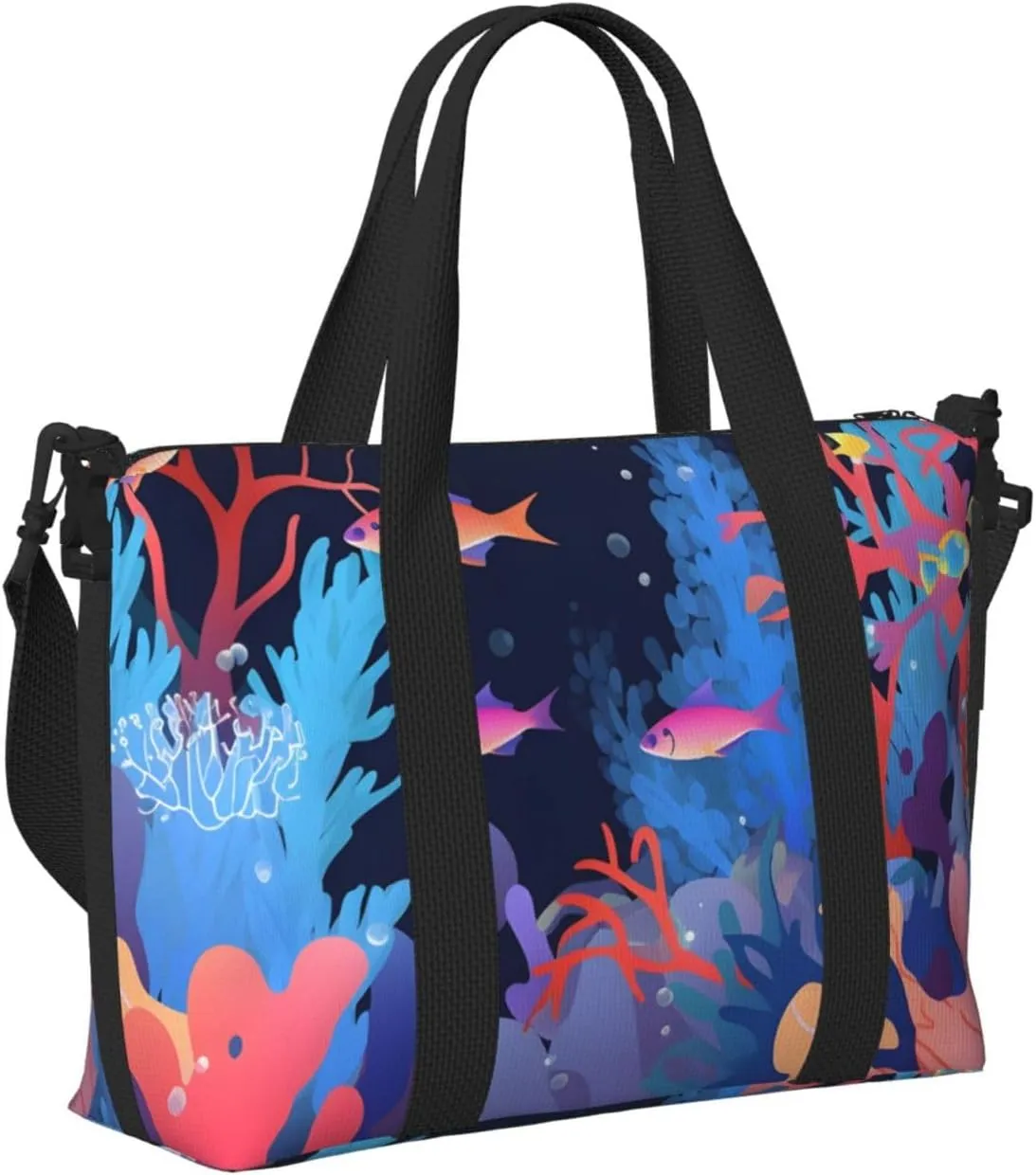 Travel Duffle Bag Sea Underwater Carol Weekender Overnight Bags Luggage Bag for Women Men Waterproof Sports Gym Bag Hand Bag with Shoulder Strap