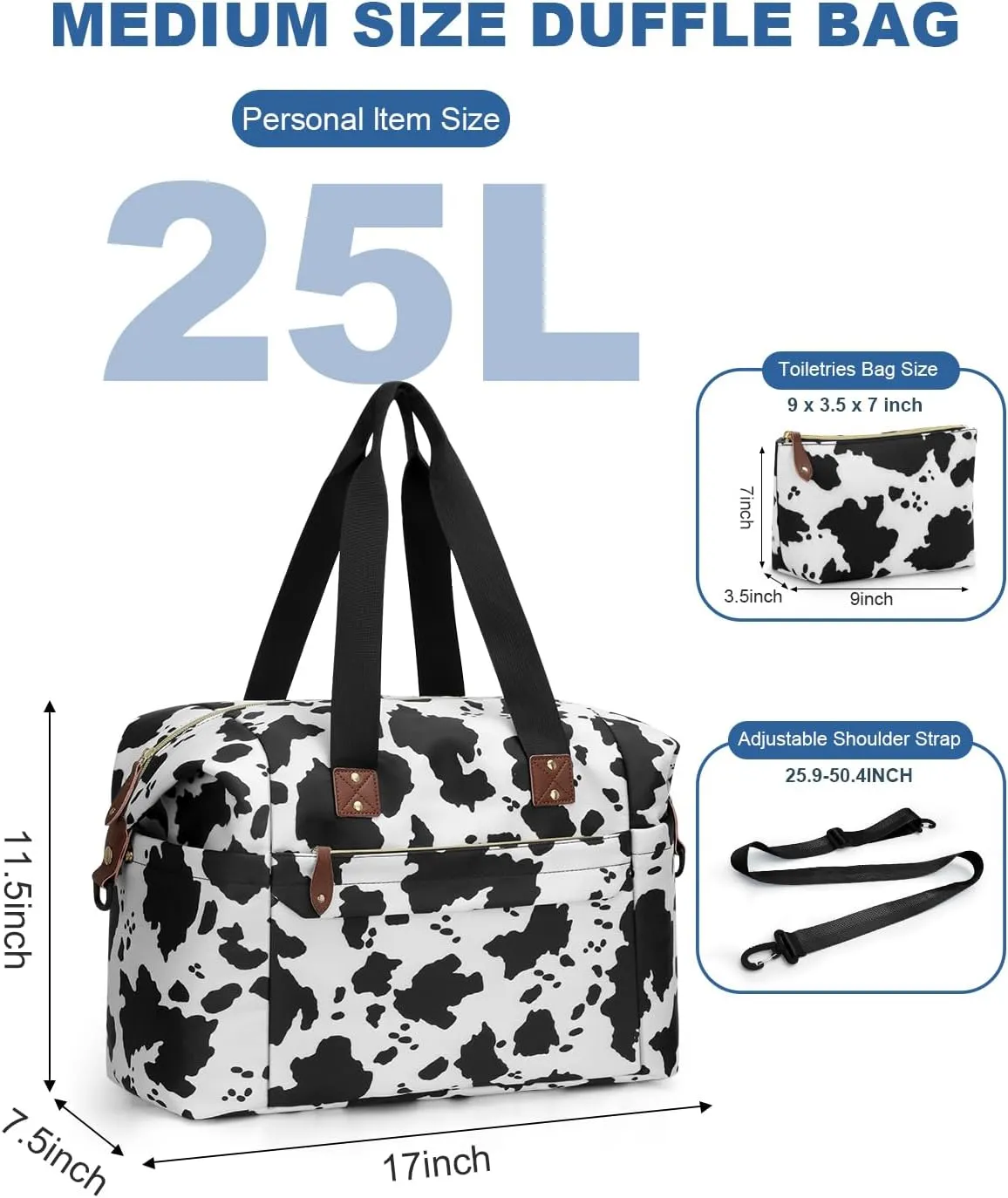 Travel Duffle Bag, Waterproof Weekender Overnight Hospital Bags for Women Men with Toiletry Bag Lightweight Carry on Personal Item Duffle Gym Bag for Travel, Airplanes, Sports