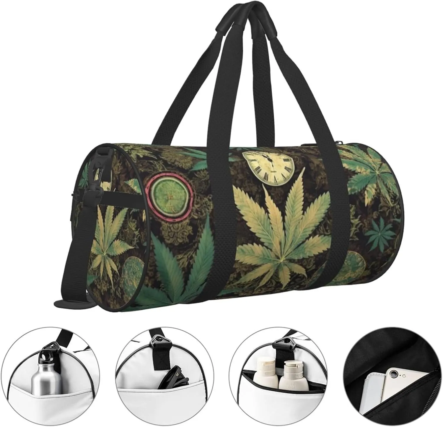 Travel Duffle Bag Weekender Bags For Men Women With Shoe Compartment Large Capacity Weekender Overnight Bag A Puff In Time Weed Marijuana Carry On Tote Bags Sport Gym Bag For Travel Yoga