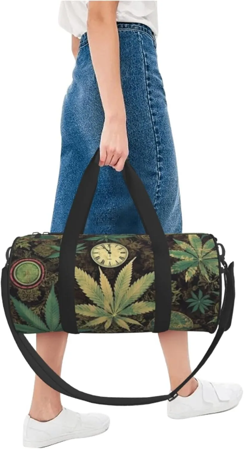 Travel Duffle Bag Weekender Bags For Men Women With Shoe Compartment Large Capacity Weekender Overnight Bag A Puff In Time Weed Marijuana Carry On Tote Bags Sport Gym Bag For Travel Yoga