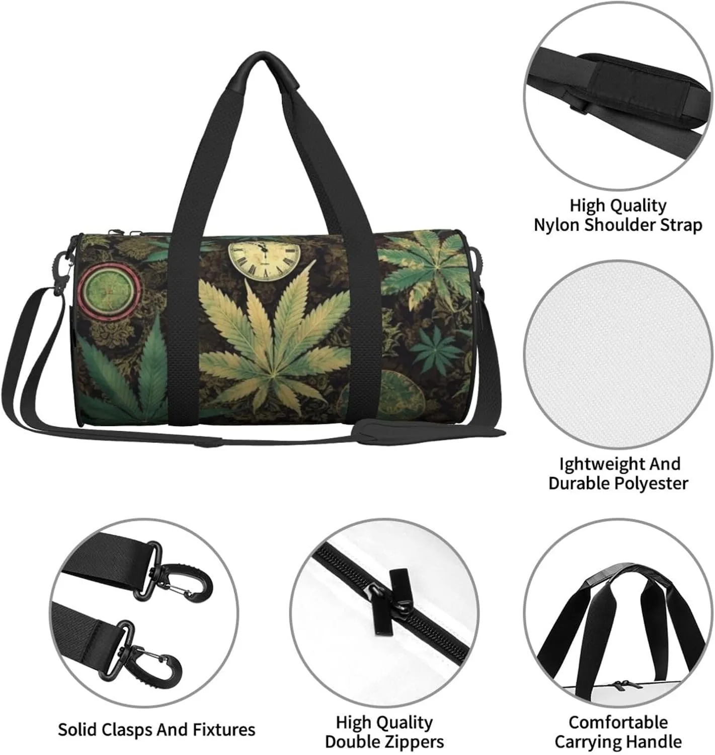 Travel Duffle Bag Weekender Bags For Men Women With Shoe Compartment Large Capacity Weekender Overnight Bag A Puff In Time Weed Marijuana Carry On Tote Bags Sport Gym Bag For Travel Yoga