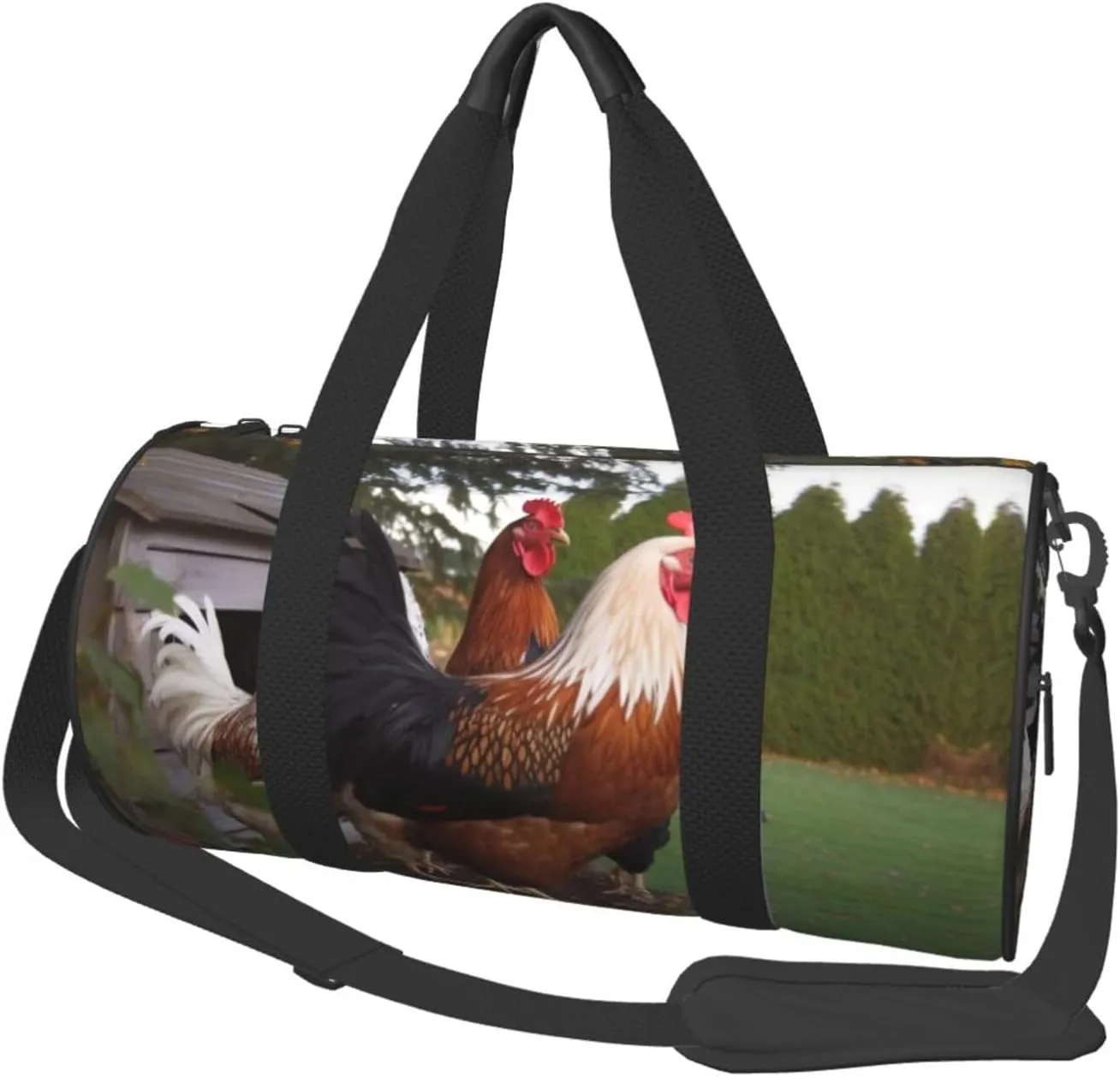 Travel Duffle Bag Weekender Bags for Men Women with Shoe Compartment Large Capacity Weekender Overnight Bag Backyard Chickens Carry On Tote Bags Sport Gym Bag for Travel Yoga, Black, One Size
