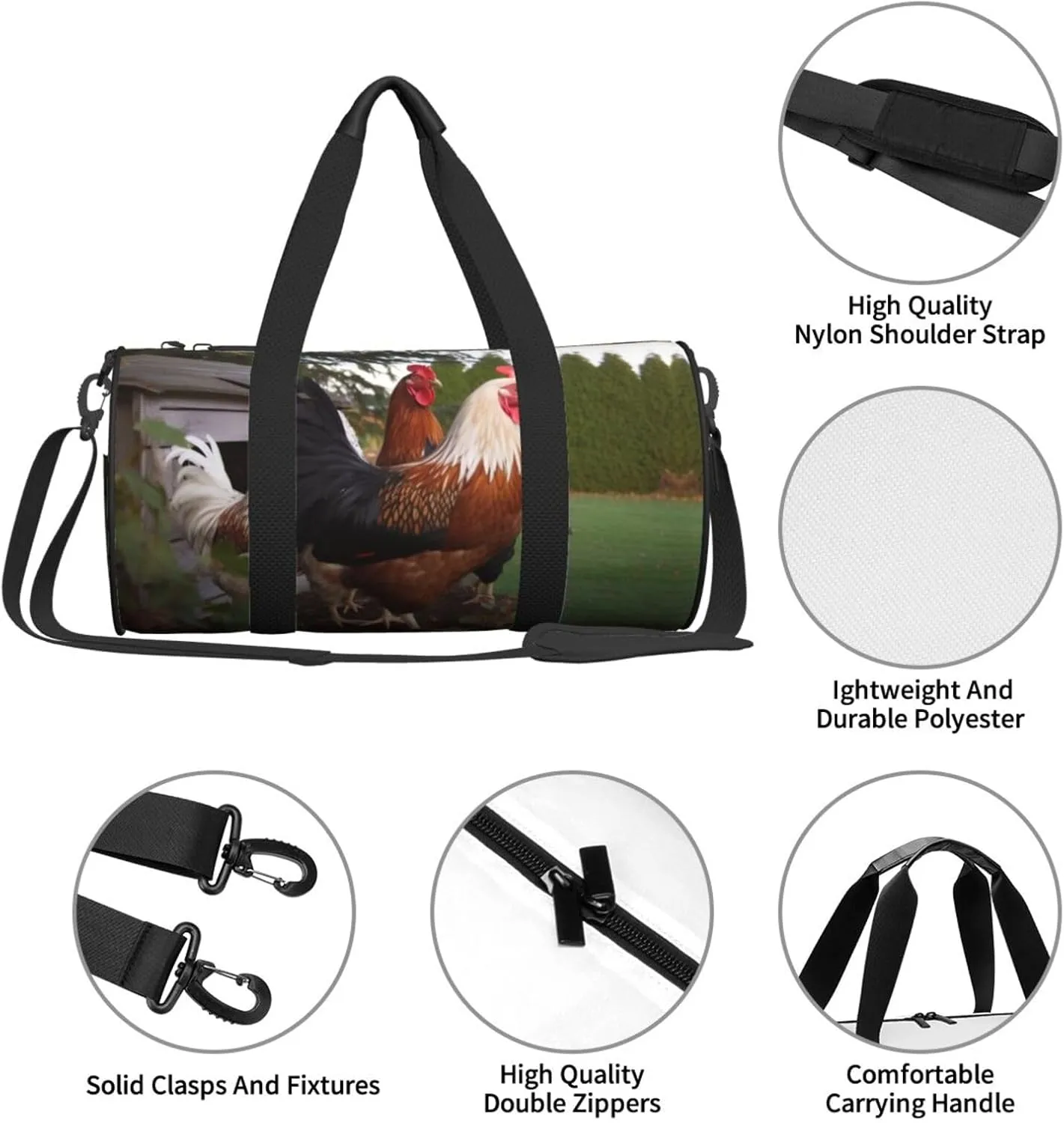 Travel Duffle Bag Weekender Bags For Men Women With Shoe Compartment Large Capacity Weekender Overnight Bag Backyard Chickens Carry On Tote Bags Sport Gym Bag For Travel Yoga