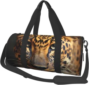 Travel Duffle Bag Weekender Bags for Men Women with Shoe Compartment Large Capacity Weekender Overnight Bag Black & Brown Leopard Carry On Tote Bags Sport Gym Bag for Travel Yoga