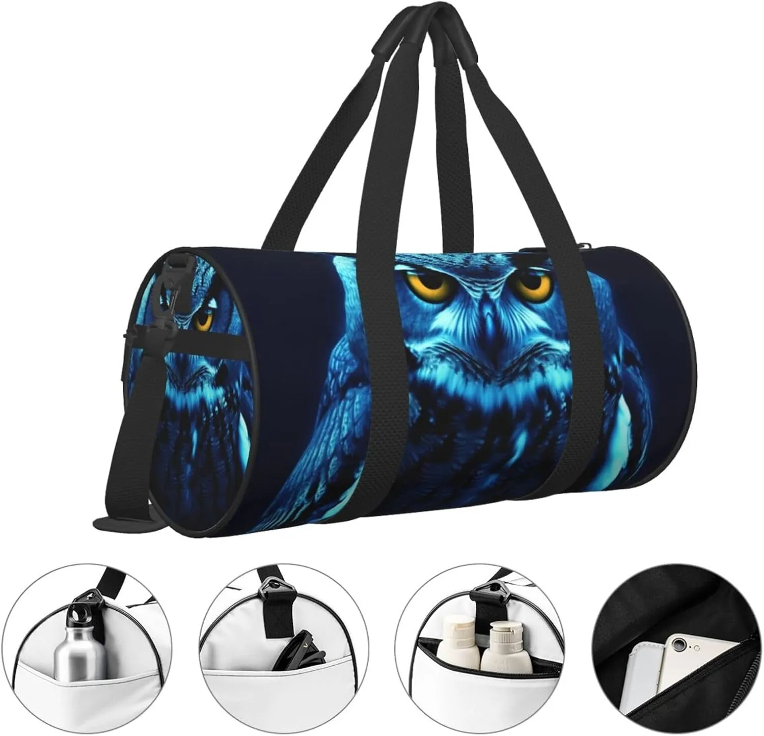 Travel Duffle Bag Weekender Bags For Men Women With Shoe Compartment Large Capacity Weekender Overnight Bag Blue Owl Carry On Tote Bags Sport Gym Bag For Travel Yoga