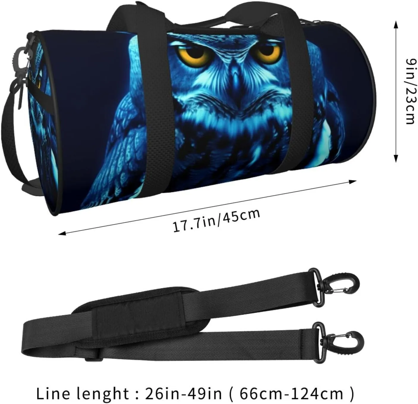Travel Duffle Bag Weekender Bags For Men Women With Shoe Compartment Large Capacity Weekender Overnight Bag Blue Owl Carry On Tote Bags Sport Gym Bag For Travel Yoga