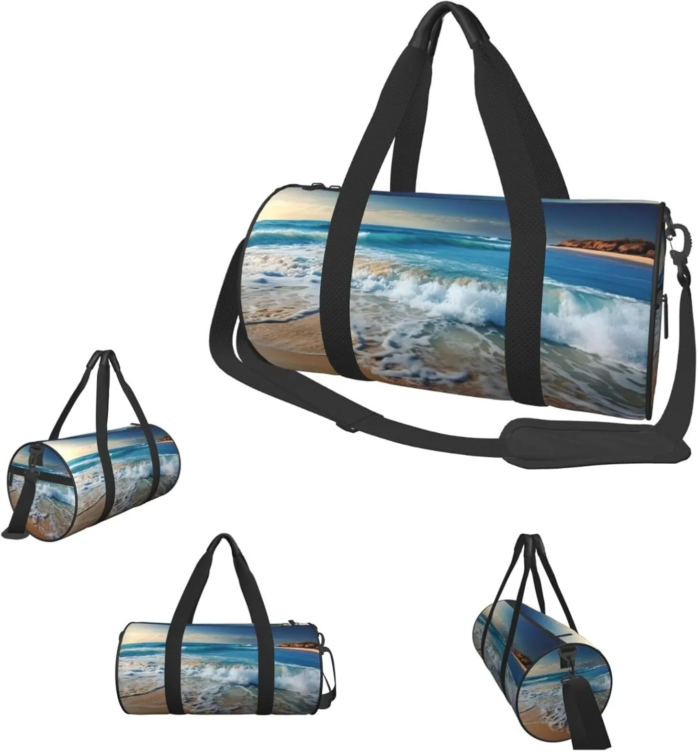 Travel Duffle Bag Weekender Bags For Men Women With Shoe Compartment Large Capacity Weekender Overnight Bag Blue Sea Sandy Beach Carry On Tote Bags Sport Gym Bag For Travel Yoga