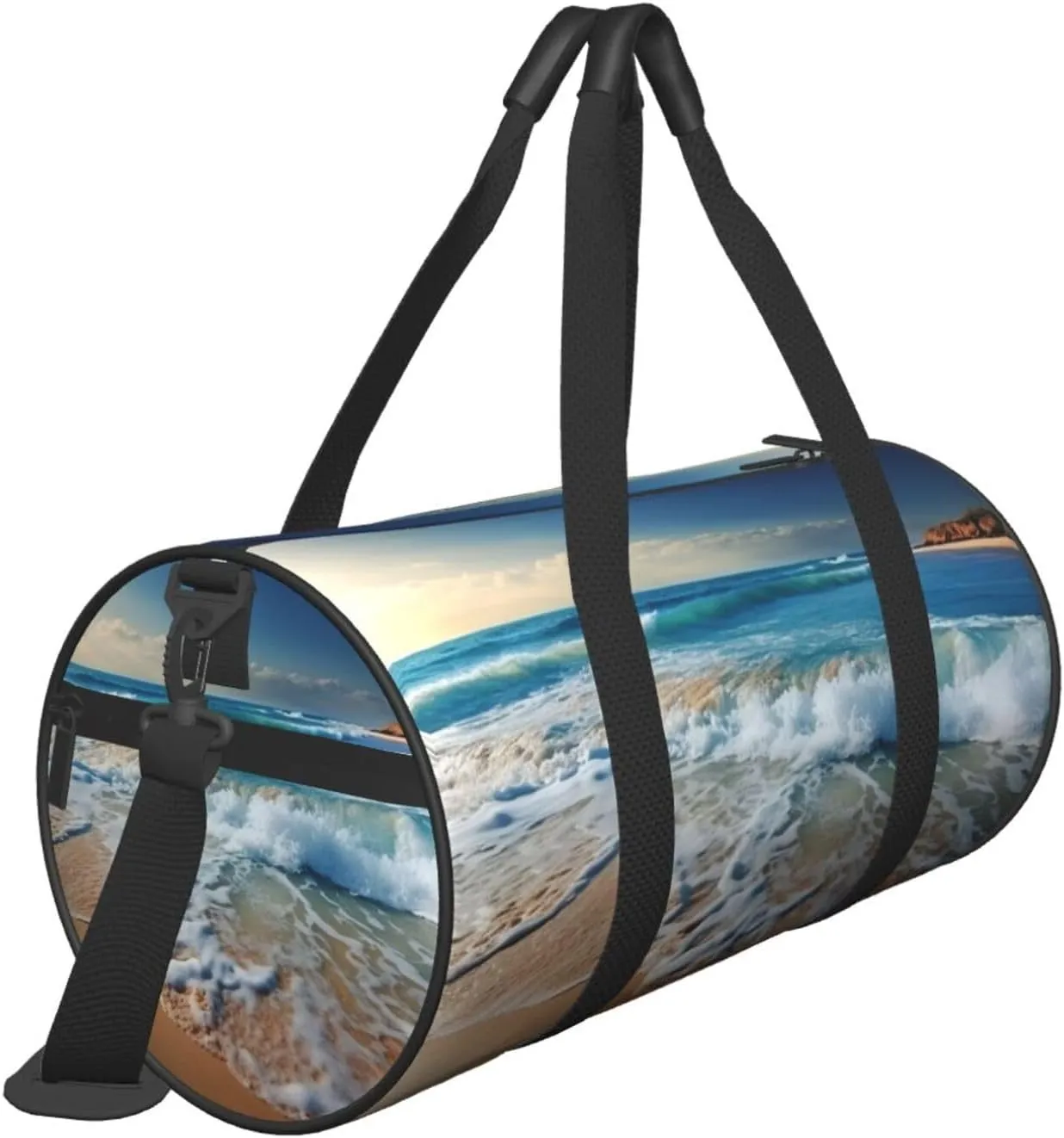 Travel Duffle Bag Weekender Bags For Men Women With Shoe Compartment Large Capacity Weekender Overnight Bag Blue Sea Sandy Beach Carry On Tote Bags Sport Gym Bag For Travel Yoga