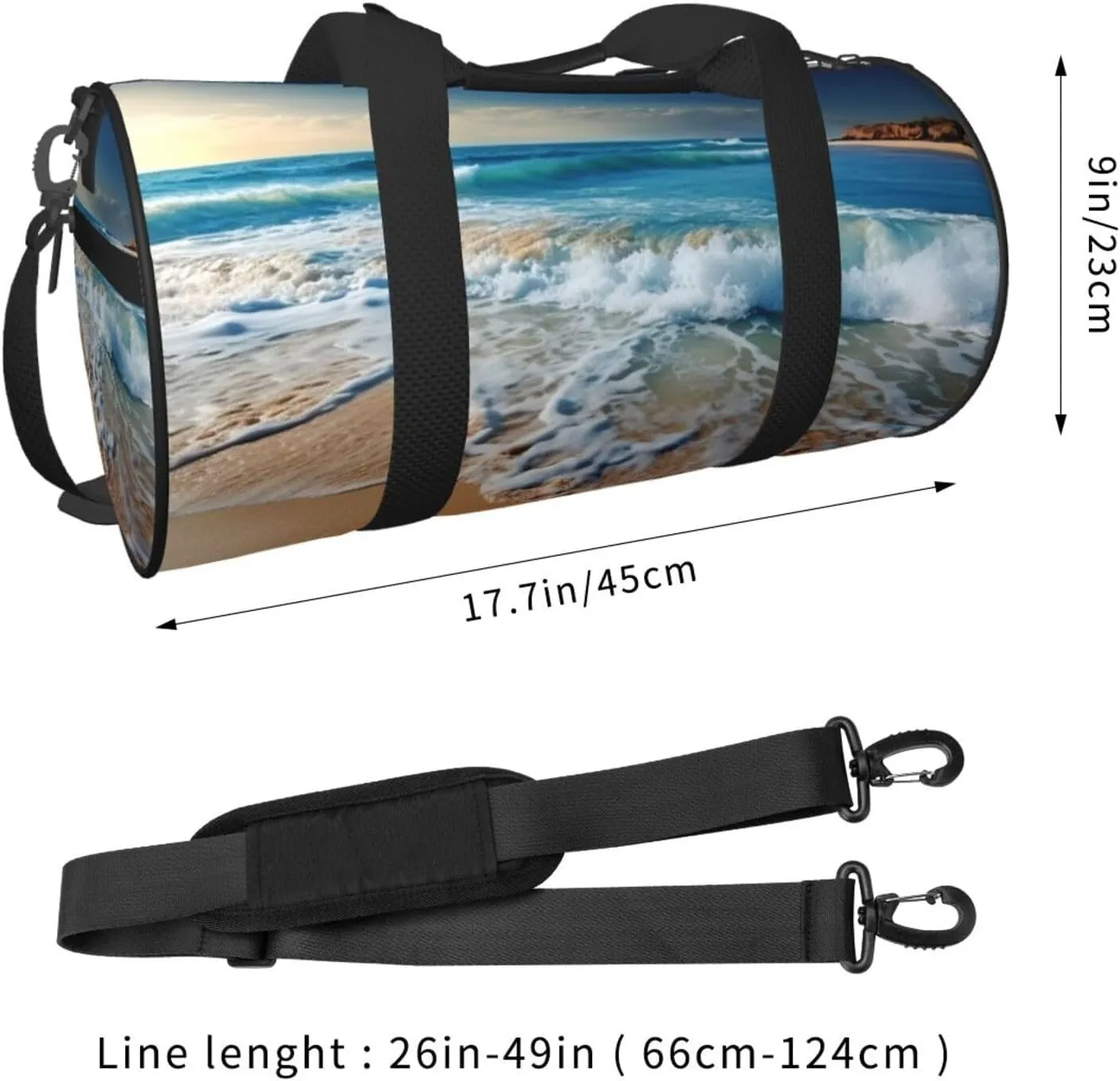 Travel Duffle Bag Weekender Bags For Men Women With Shoe Compartment Large Capacity Weekender Overnight Bag Blue Sea Sandy Beach Carry On Tote Bags Sport Gym Bag For Travel Yoga