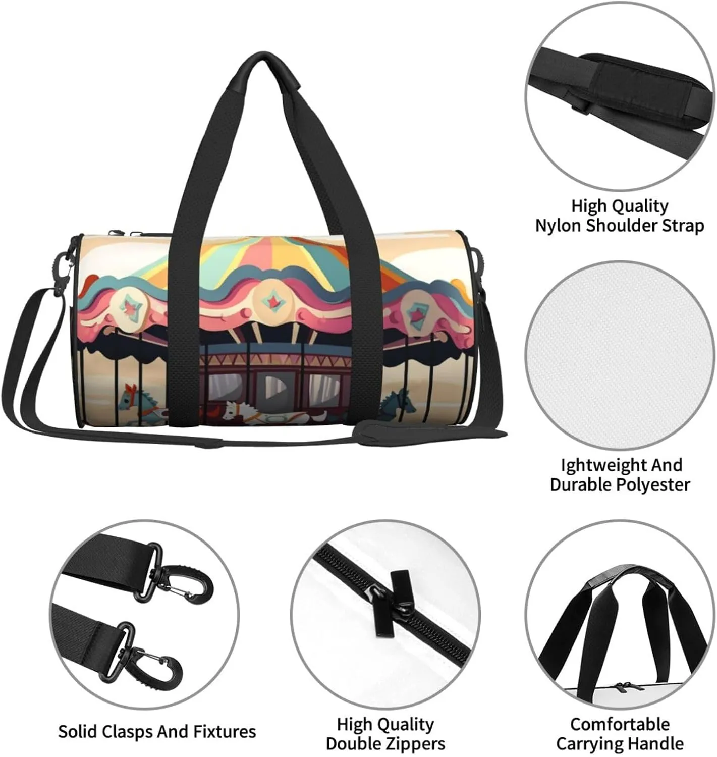 Travel Duffle Bag Weekender Bags for Men Women with Shoe Compartment Large Capacity Weekender Overnight Bag Carousel Carry On Tote Bags Sport Gym Bag for Travel Yoga