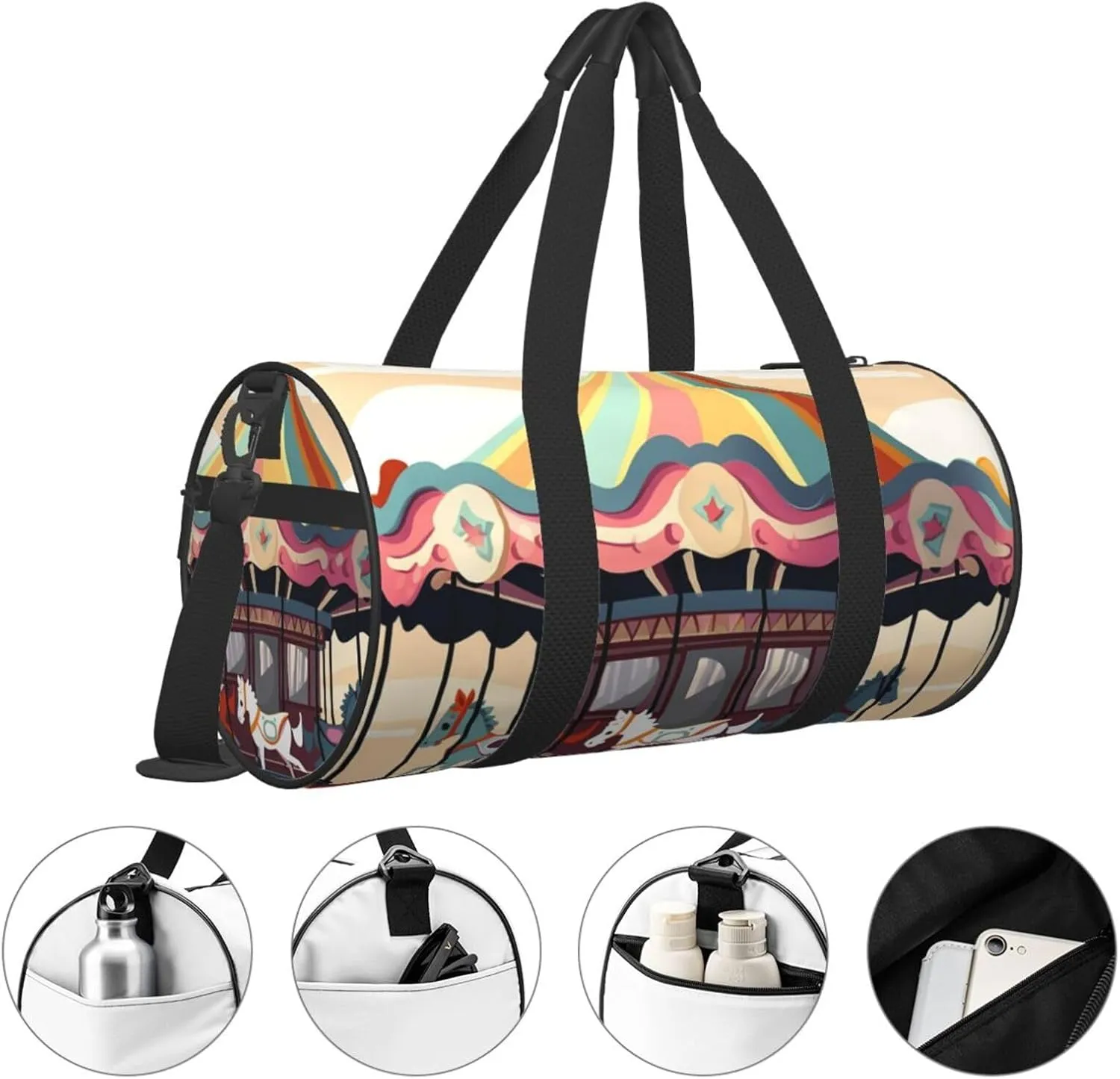 Travel Duffle Bag Weekender Bags for Men Women with Shoe Compartment Large Capacity Weekender Overnight Bag Carousel Carry On Tote Bags Sport Gym Bag for Travel Yoga