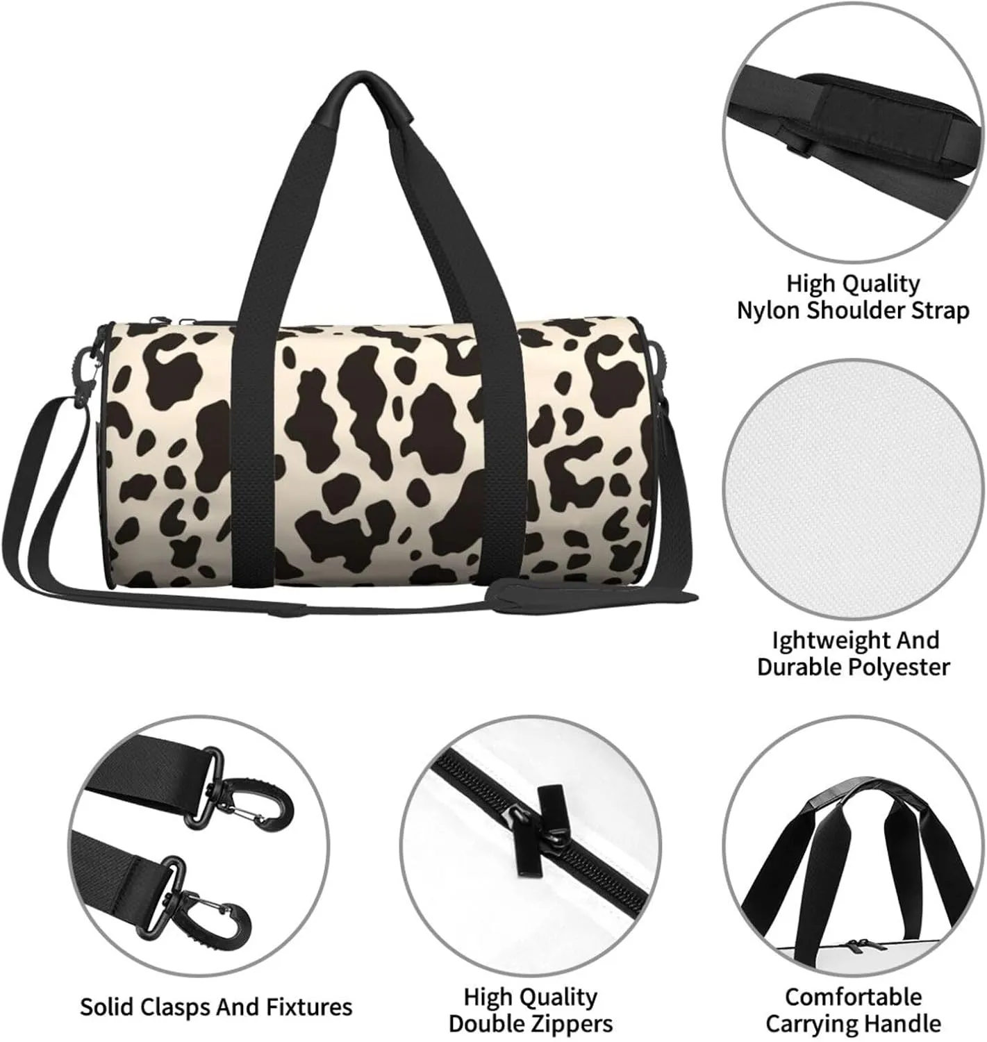 Travel Duffle Bag Weekender Bags For Men Women With Shoe Compartment Large Capacity Weekender Overnight Bag Cow Carry On Tote Bags Sport Gym Bag For Travel Yoga