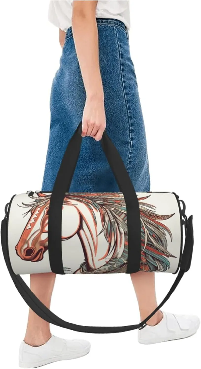 Travel Duffle Bag Weekender Bags for Men Women with Shoe Compartment Large Capacity Weekender Overnight Bag Cupid Arrow Love Horse Carry On Tote Bags Sport Gym Bag for Travel Yoga