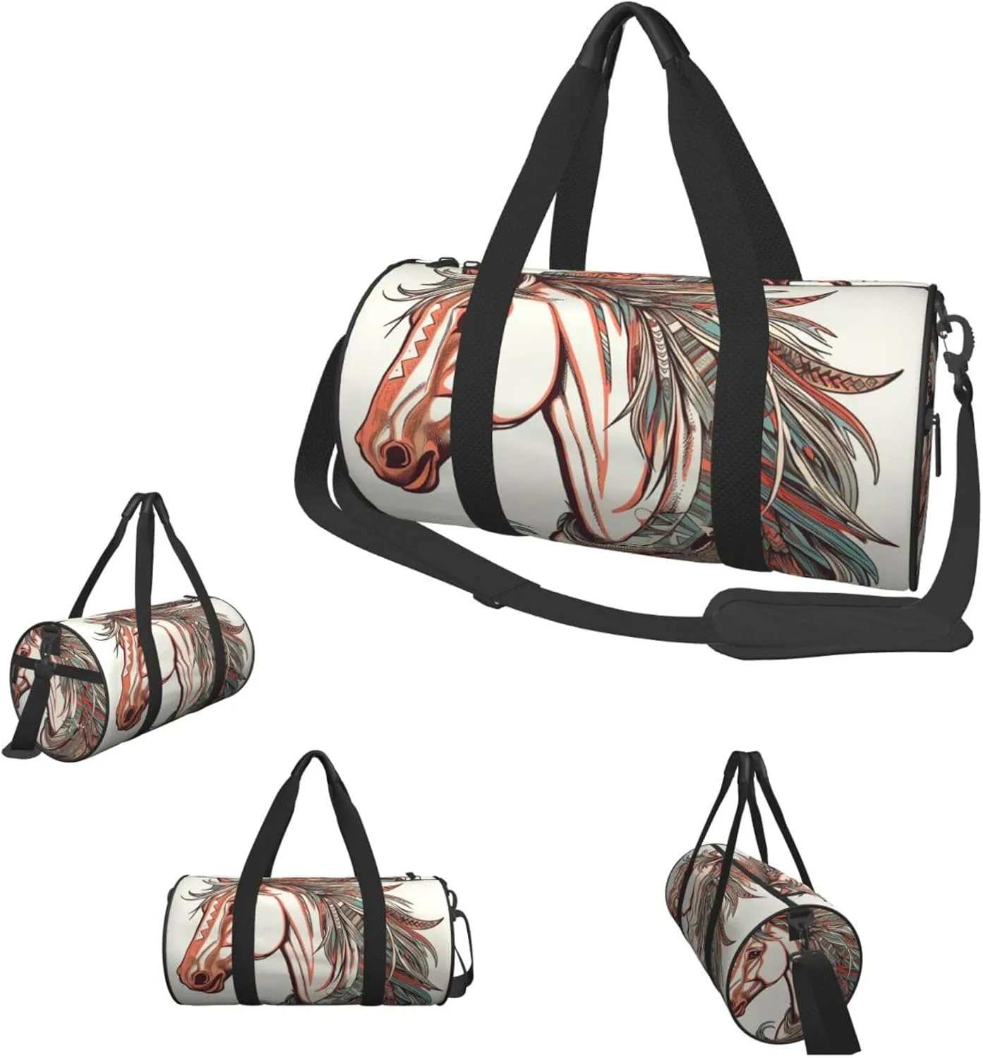Travel Duffle Bag Weekender Bags for Men Women with Shoe Compartment Large Capacity Weekender Overnight Bag Cupid Arrow Love Horse Carry On Tote Bags Sport Gym Bag for Travel Yoga