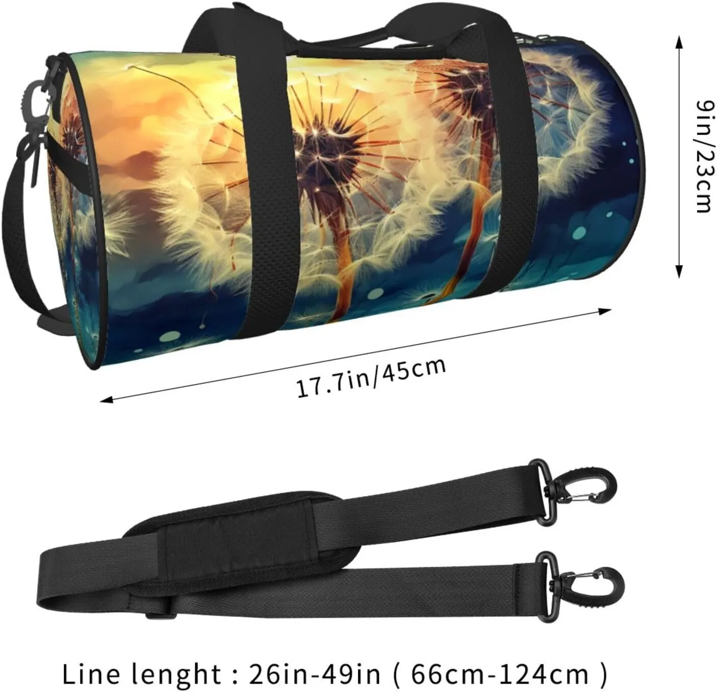 Travel Duffle Bag Weekender Bags for Men Women with Shoe Compartment Large Capacity Weekender Overnight Bag Dandelion DIY Drawing Paint Carry On Tote Bags Sport Gym Bag for Travel Yoga