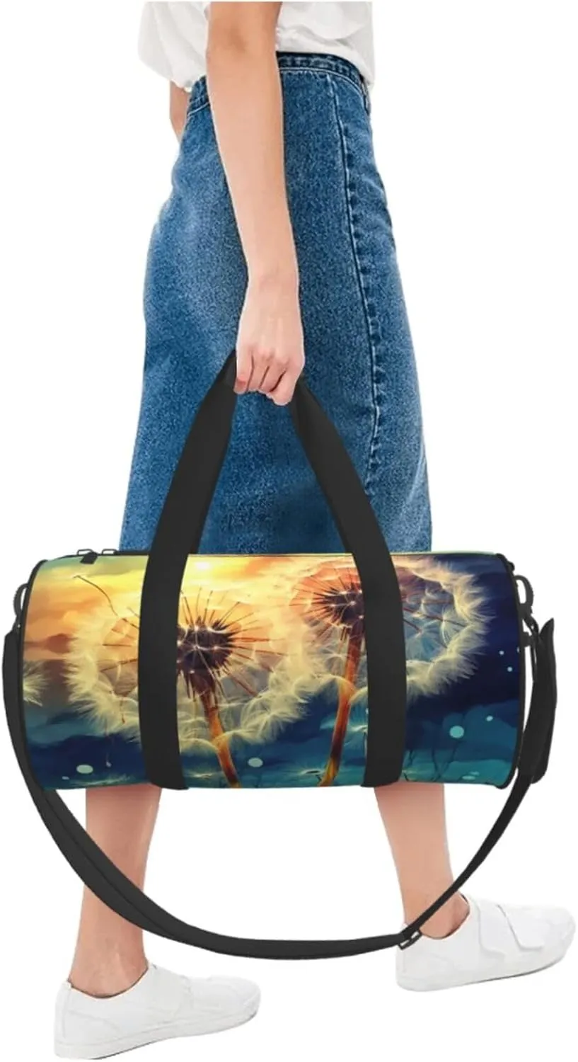 Travel Duffle Bag Weekender Bags for Men Women with Shoe Compartment Large Capacity Weekender Overnight Bag Dandelion DIY Drawing Paint Carry On Tote Bags Sport Gym Bag for Travel Yoga