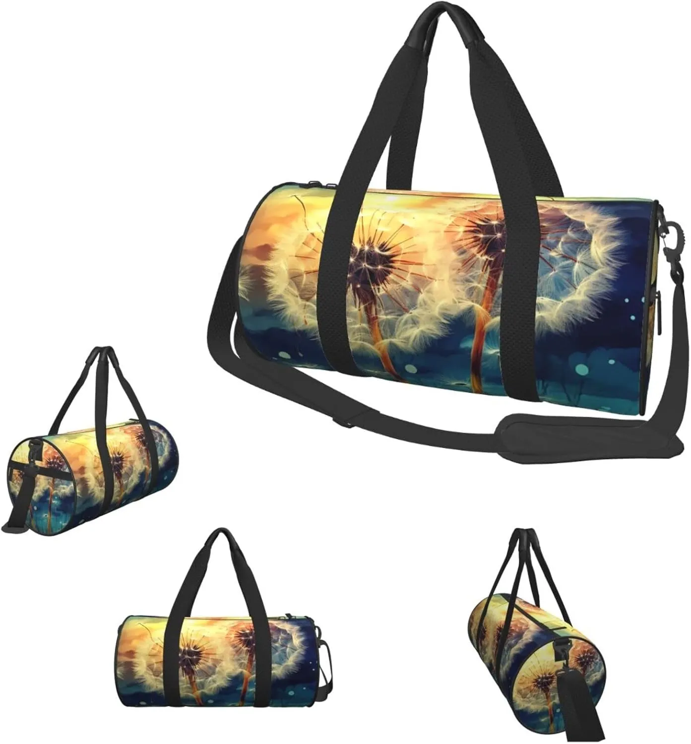 Travel Duffle Bag Weekender Bags for Men Women with Shoe Compartment Large Capacity Weekender Overnight Bag Dandelion DIY Drawing Paint Carry On Tote Bags Sport Gym Bag for Travel Yoga
