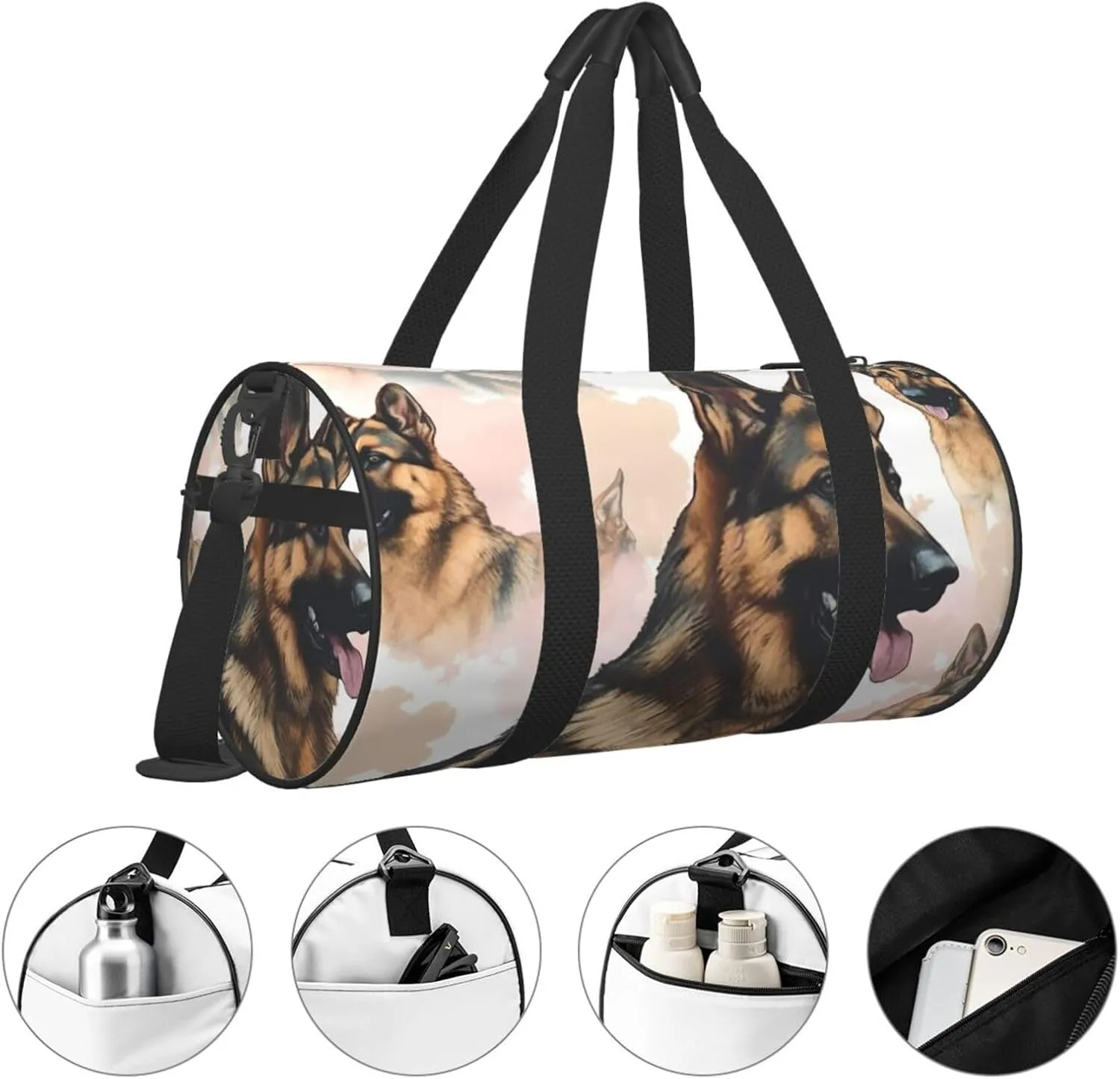 Travel Duffle Bag Weekender Bags for Men Women with Shoe Compartment Large Capacity Weekender Overnight Bag German Shepherd Dog Lovers Carry On Tote Bags Sport Gym Bag for Travel Yoga