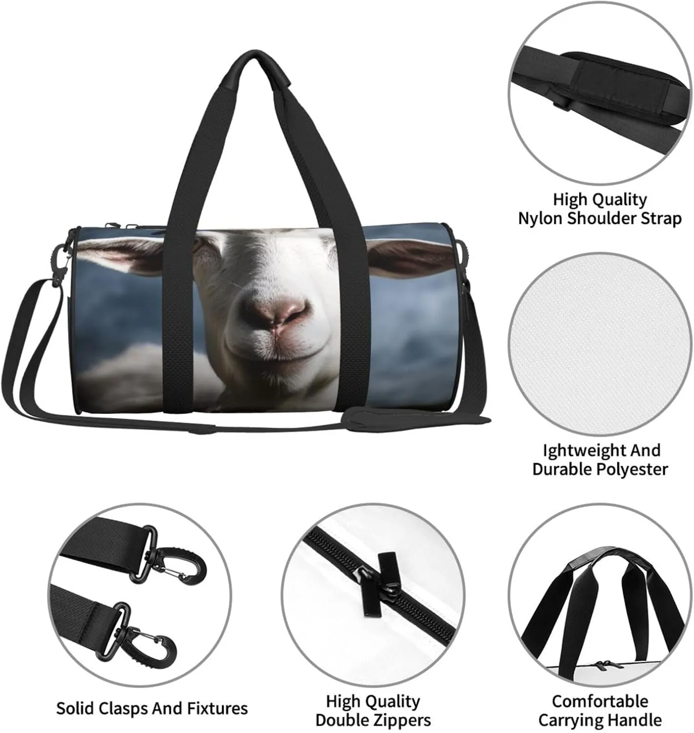 Travel Duffle Bag Weekender Bags For Men Women With Shoe Compartment Large Capacity Weekender Overnight Bag Goat Carry On Tote Bags Sport Gym Bag For Travel Yoga