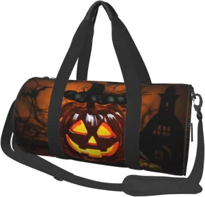 Travel Duffle Bag Weekender Bags for Men Women with Shoe Compartment Large Capacity Weekender Overnight Bag Halloween Pumpkin Lamp Carry On Tote Bags Sport Gym Bag for Travel Yoga, Black, One Size