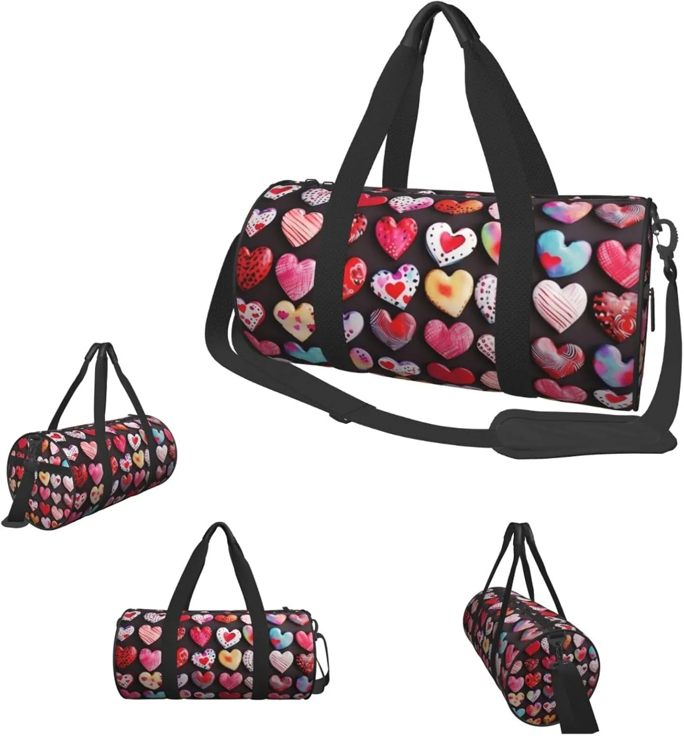 Travel Duffle Bag Weekender Bags For Men Women With Shoe Compartment Large Capacity Weekender Overnight Bag Heart Shapes Carry On Tote Bags Sport Gym Bag For Travel Yoga