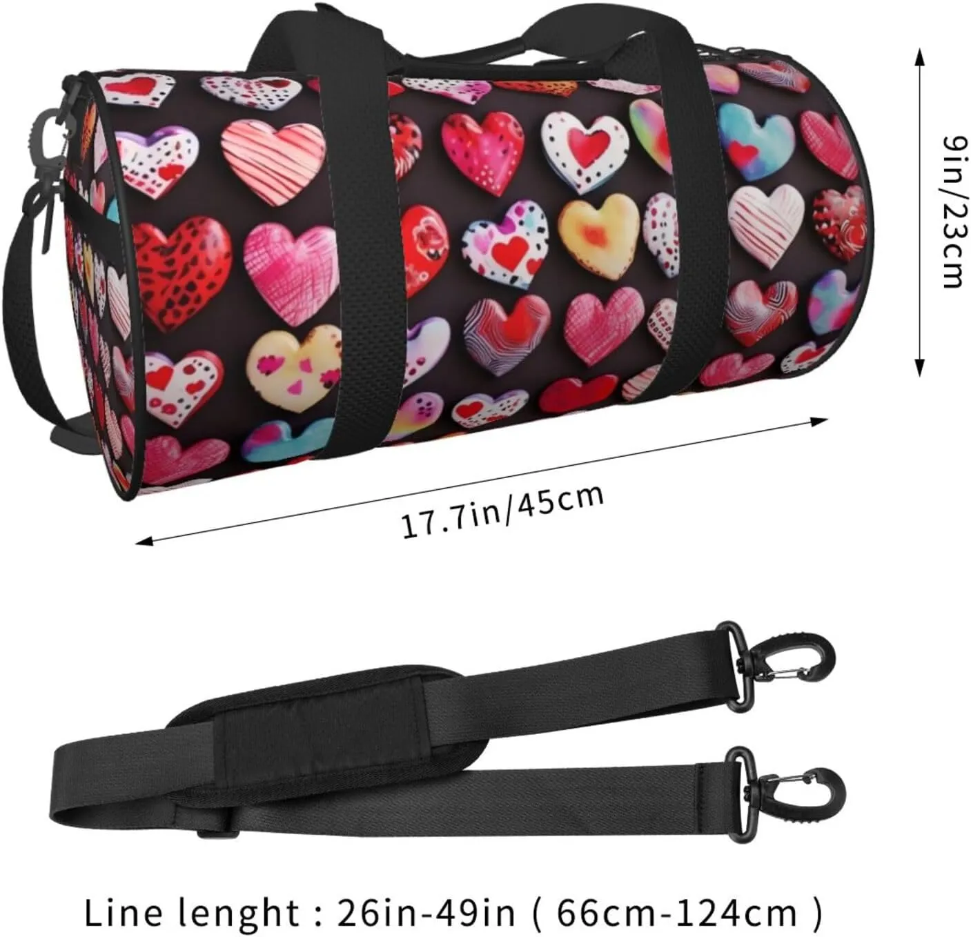 Travel Duffle Bag Weekender Bags For Men Women With Shoe Compartment Large Capacity Weekender Overnight Bag Heart Shapes Carry On Tote Bags Sport Gym Bag For Travel Yoga