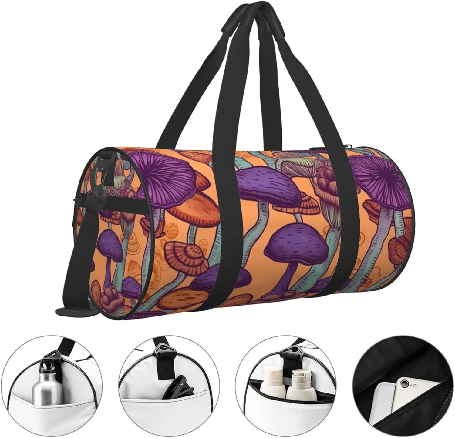 Travel Duffle Bag Weekender Bags For Men Women With Shoe Compartment Large Capacity Weekender Overnight Bag Hippie Art Mushrooms Carry On Tote Bags Sport Gym Bag For Travel Yoga
