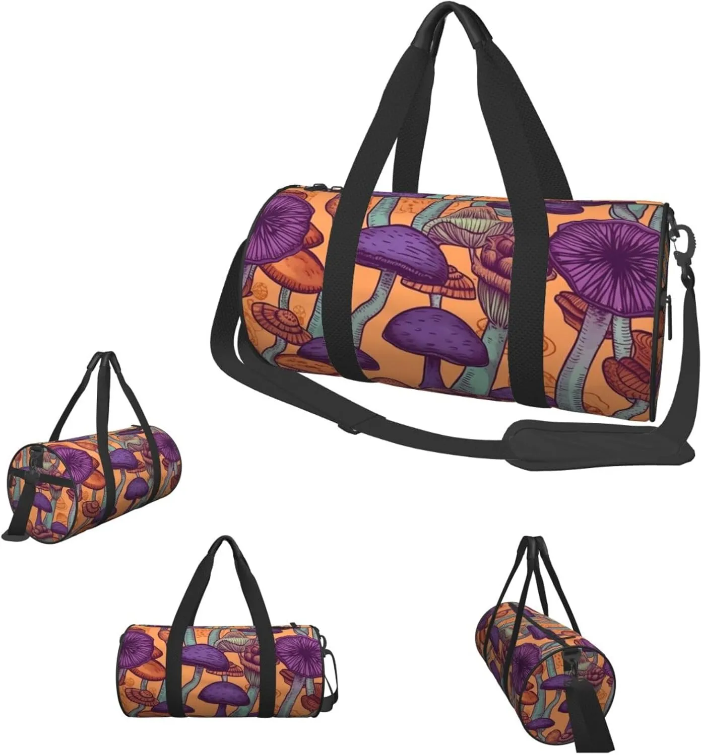 Travel Duffle Bag Weekender Bags For Men Women With Shoe Compartment Large Capacity Weekender Overnight Bag Hippie Art Mushrooms Carry On Tote Bags Sport Gym Bag For Travel Yoga
