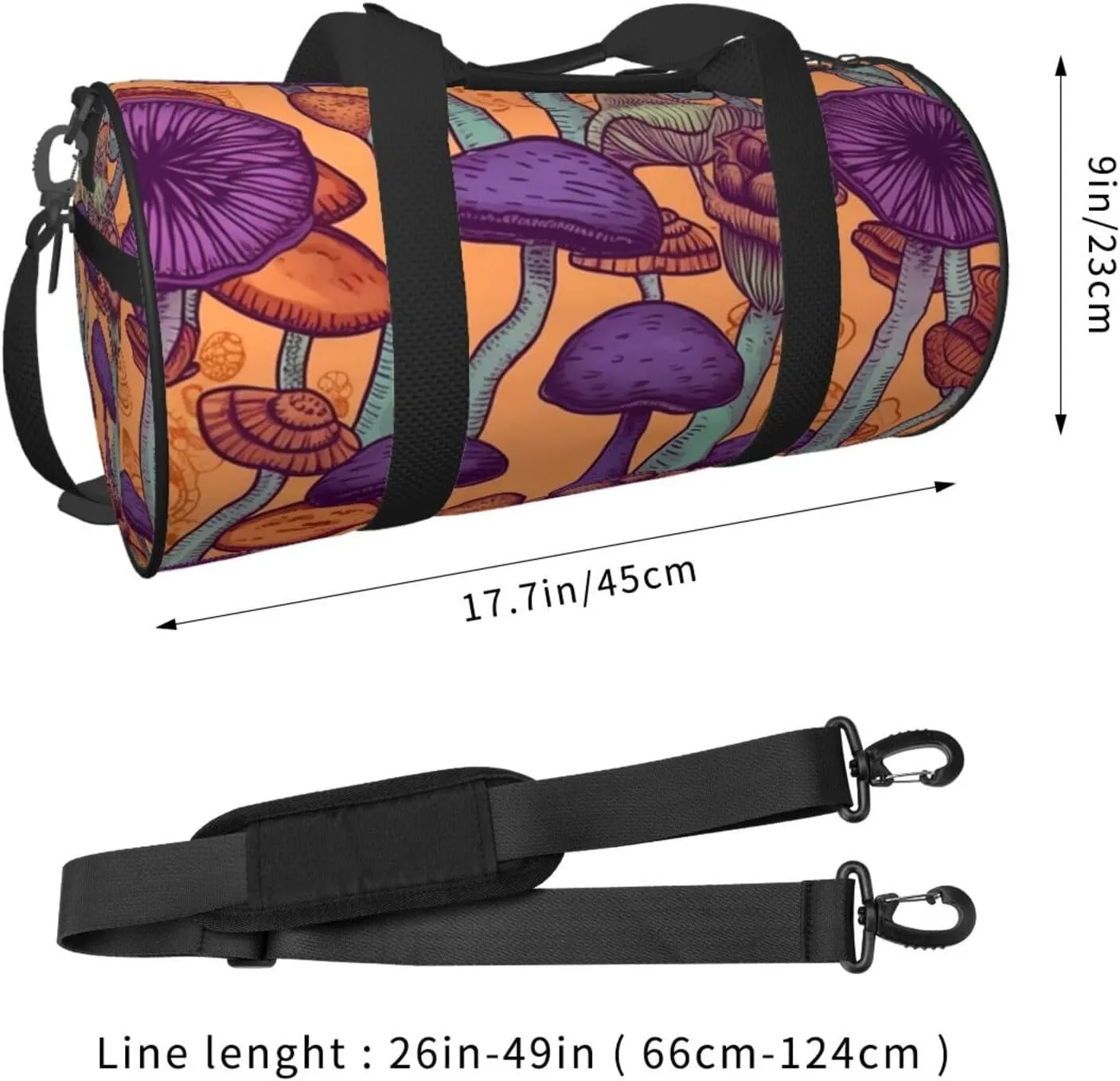 Travel Duffle Bag Weekender Bags For Men Women With Shoe Compartment Large Capacity Weekender Overnight Bag Hippie Art Mushrooms Carry On Tote Bags Sport Gym Bag For Travel Yoga