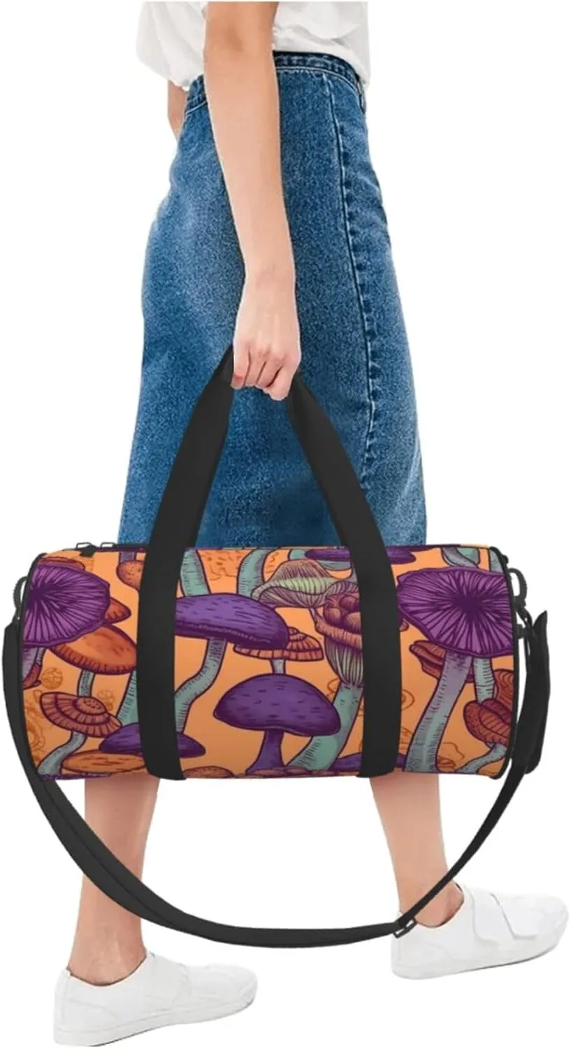 Travel Duffle Bag Weekender Bags For Men Women With Shoe Compartment Large Capacity Weekender Overnight Bag Hippie Art Mushrooms Carry On Tote Bags Sport Gym Bag For Travel Yoga