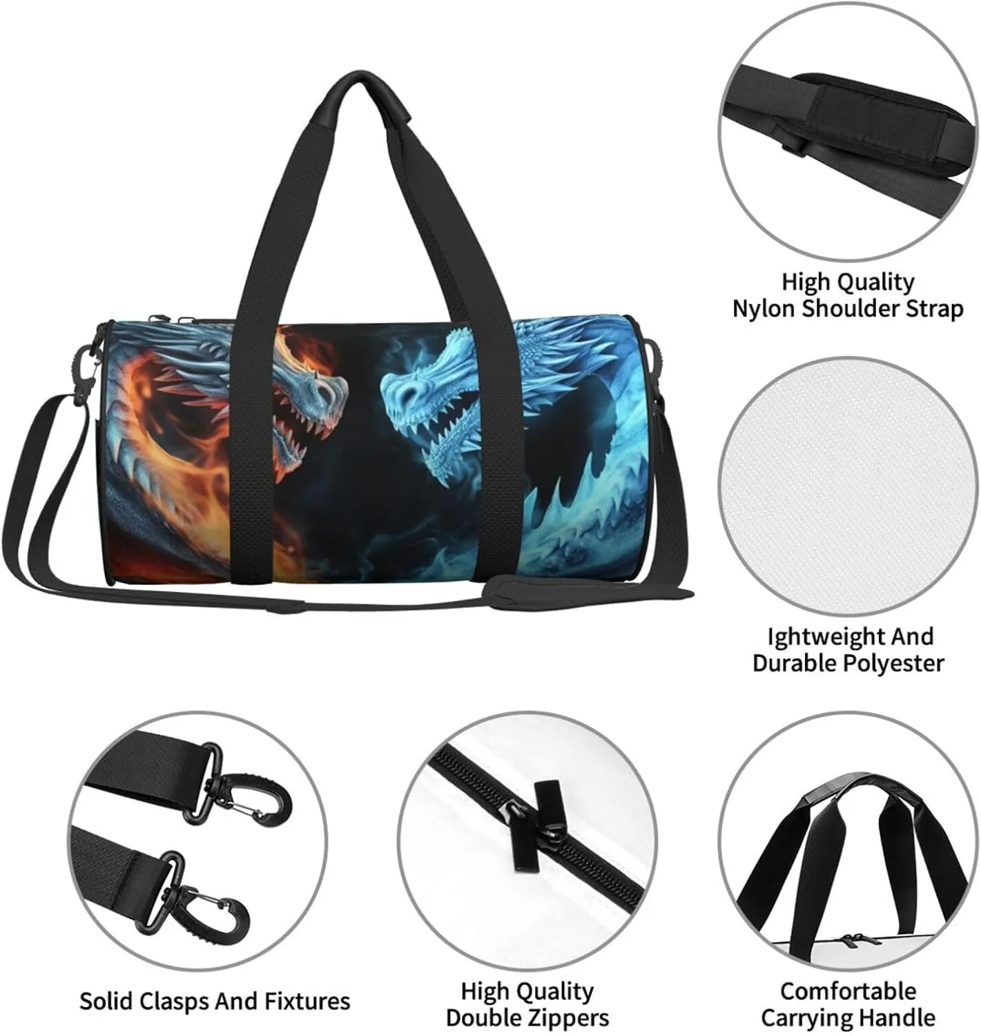 Travel Duffle Bag Weekender Bags For Men Women With Shoe Compartment Large Capacity Weekender Overnight Bag Ice And Fire Dragons Carry On Tote Bags Sport Gym Bag For Travel Yoga