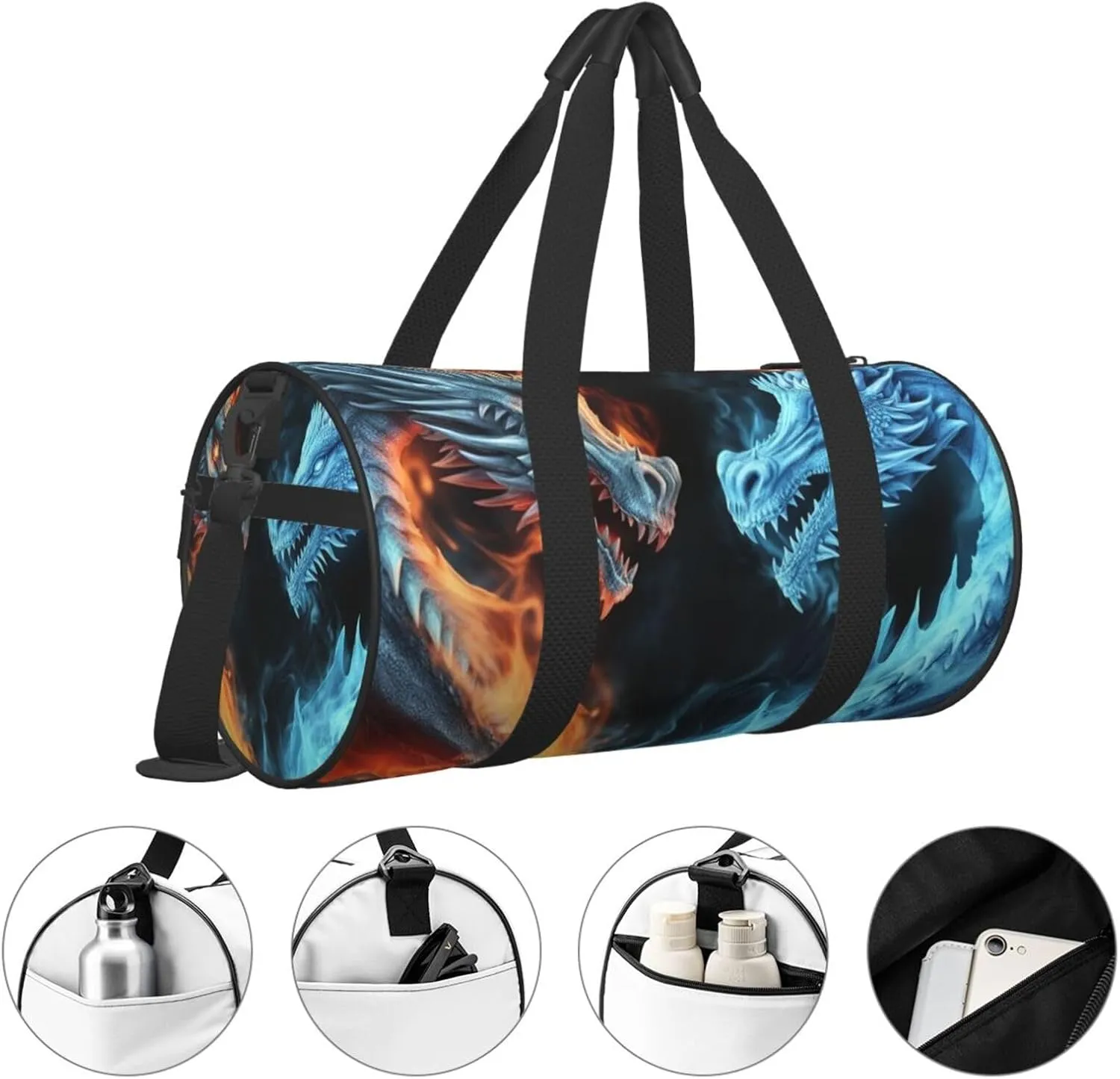 Travel Duffle Bag Weekender Bags For Men Women With Shoe Compartment Large Capacity Weekender Overnight Bag Ice And Fire Dragons Carry On Tote Bags Sport Gym Bag For Travel Yoga