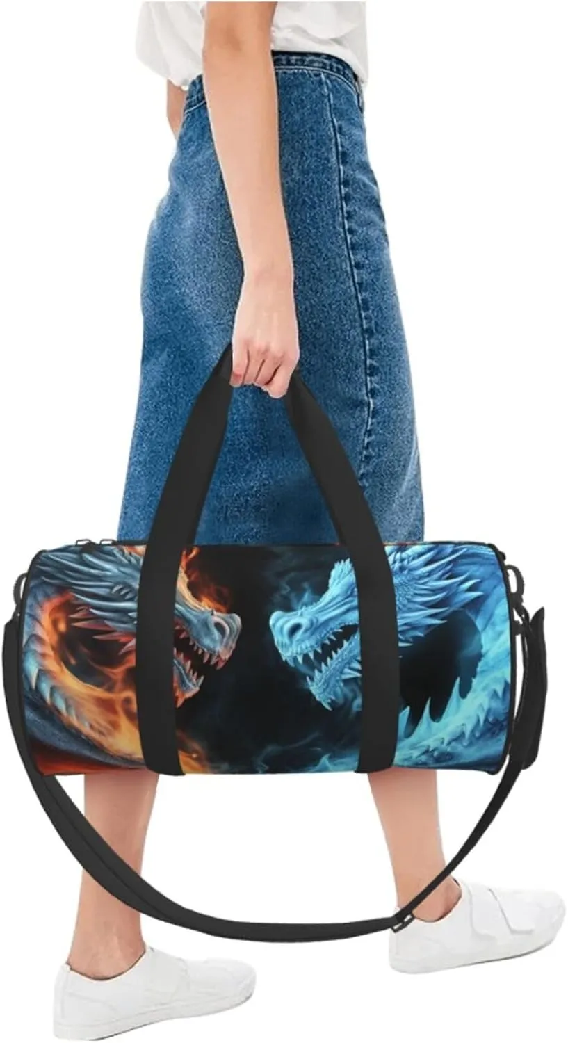 Travel Duffle Bag Weekender Bags For Men Women With Shoe Compartment Large Capacity Weekender Overnight Bag Ice And Fire Dragons Carry On Tote Bags Sport Gym Bag For Travel Yoga