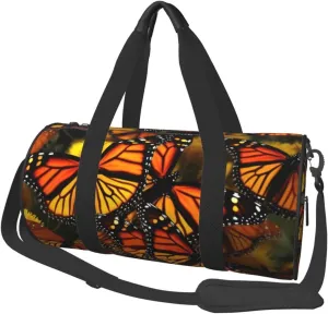 Travel Duffle Bag Weekender Bags for Men Women with Shoe Compartment Large Capacity Weekender Overnight Bag Monarch Butterflies Carry On Tote Bags Sport Gym Bag for Travel Yoga, Black, One Size