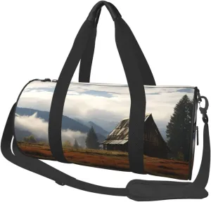 Travel Duffle Bag Weekender Bags for Men Women with Shoe Compartment Large Capacity Weekender Overnight Bag Old Barn Carry On Tote Bags Sport Gym Bag for Travel Yoga, Black, One Size