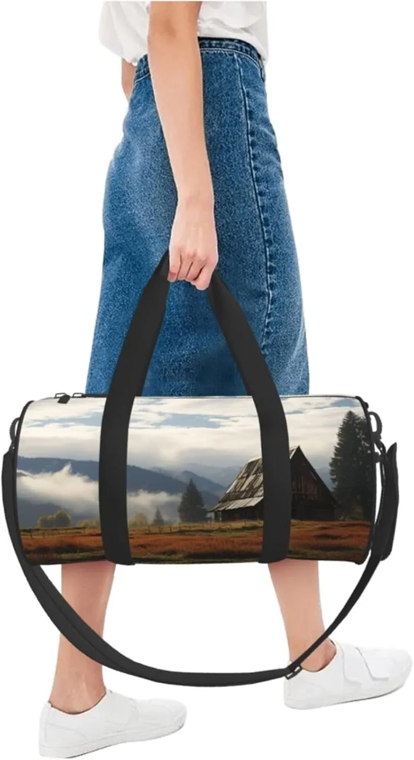 Travel Duffle Bag Weekender Bags For Men Women With Shoe Compartment Large Capacity Weekender Overnight Bag Old Barn Carry On Tote Bags Sport Gym Bag For Travel Yoga
